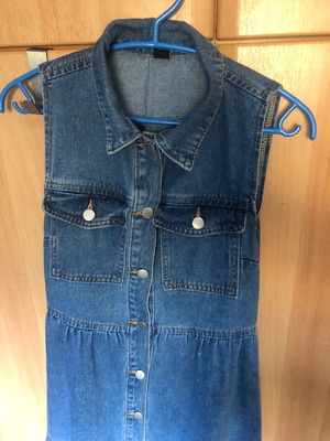 Jean denim dress sleeveless new, blue, size S
