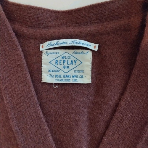 Replay men's wool cardigan size L like new, burgundy