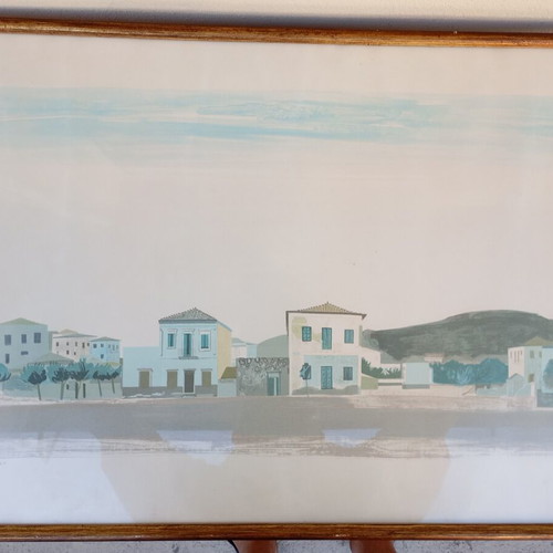 Silk Screen Print used by S. Vasileiou, Galaxidi theme, limited edition 70x50 cm