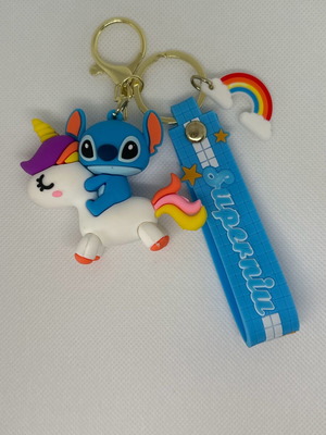 Stitch keychain blue