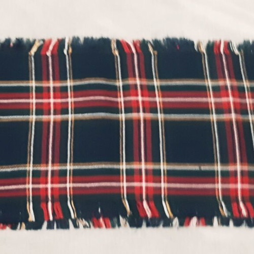 Children's plaid scarf with fringes, like new, blue red white