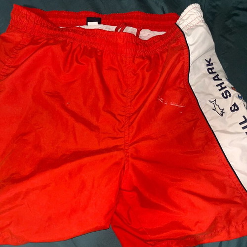 Pull and Shark swim shorts used, size L, red multicolor