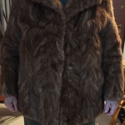 Women's authentic fur brown with leatherette like new