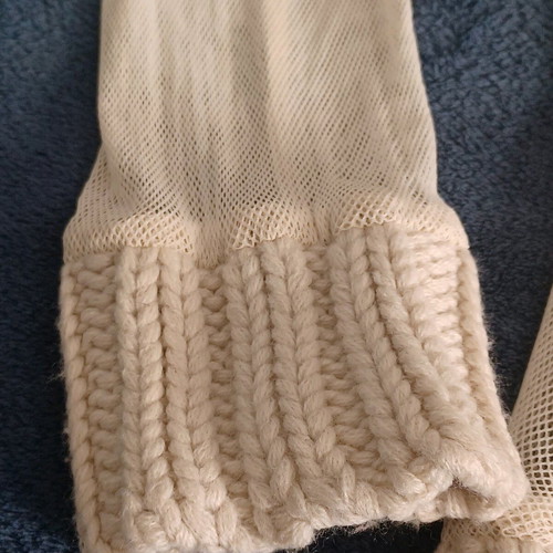 Naf Naf women's sweater like new, beige with transparent sleeves and back