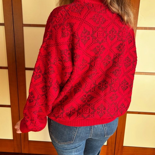 Wool sweater like new, red, soft, made in Greece