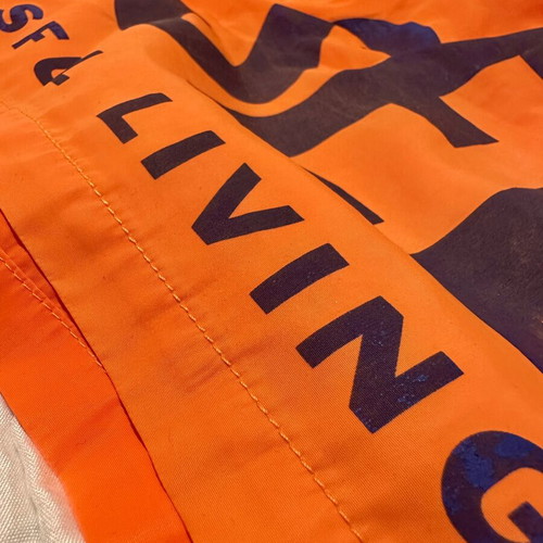 Diesel men's swim shorts used, orange with logo print, size XL