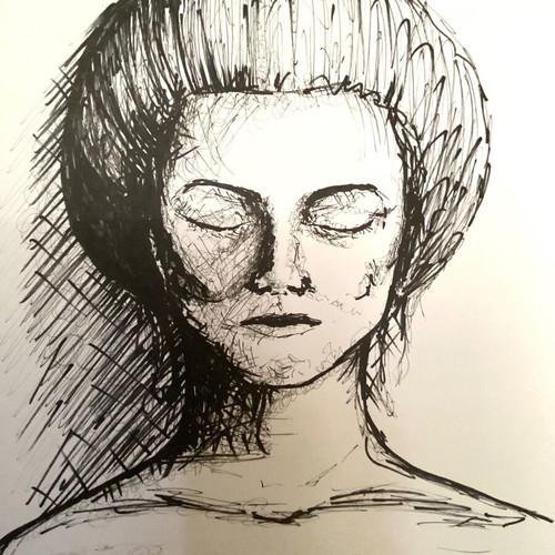 Woman sketch new, original on watercolor paper 29.7x41cm
