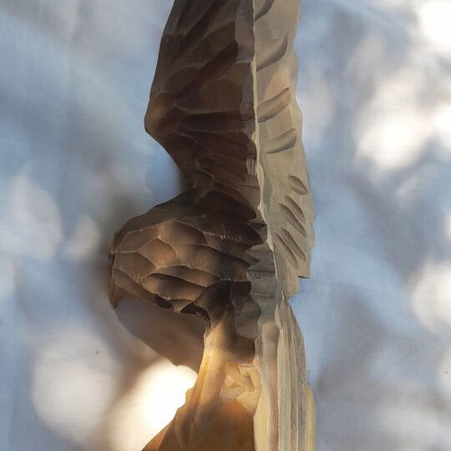 Vintage Soviet Wooden Eagle sculpture used with original paper label
