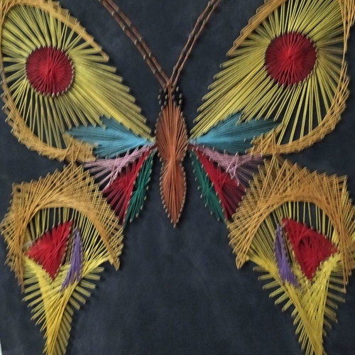 Antique butterfly string art frame used 55x40 cm