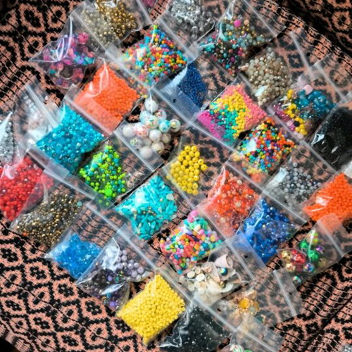 Beads used, various sizes in bags