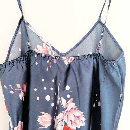 Satin floral nightdress and robe set XS/S, blue