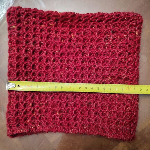 Handmade merino wool neck scarf like new, red burgundy with gift white child scarf