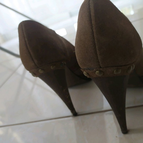 Peep toe shoes used, khaki suede, size 37, Zara