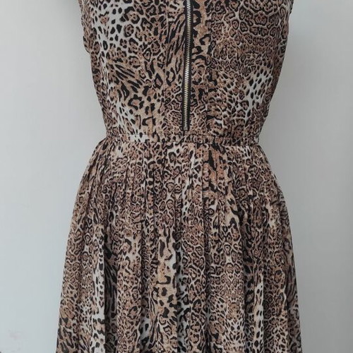 Summer sleeveless dress like new, leopard brown, size M