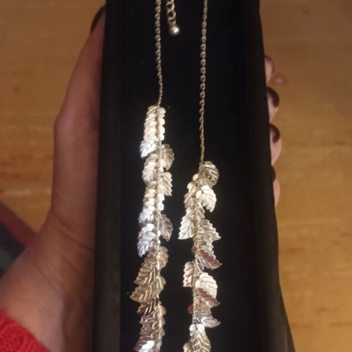 Vintage Silvertone Metall Leaves necklace new, length 42+8 cm