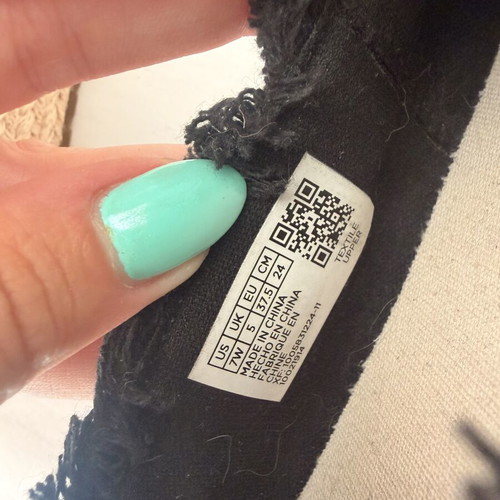Toms wedge black ladies shoes size 37.5 espadrilles