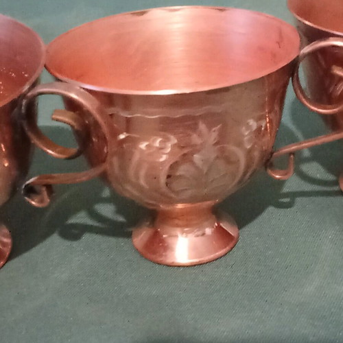 Copper coffee set like new, set of four cups