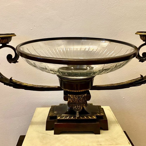 Decorative candlestick plate made of glass and iron like new