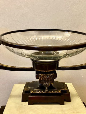 Decorative candlestick plate made of glass and iron like new