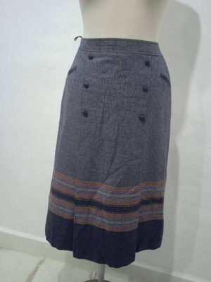 Wool vintage winter skirt 80s new, blue size 42