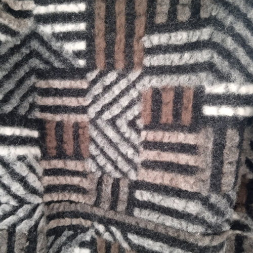 Coat used, warm with hood, black multicolor, sizes M and L