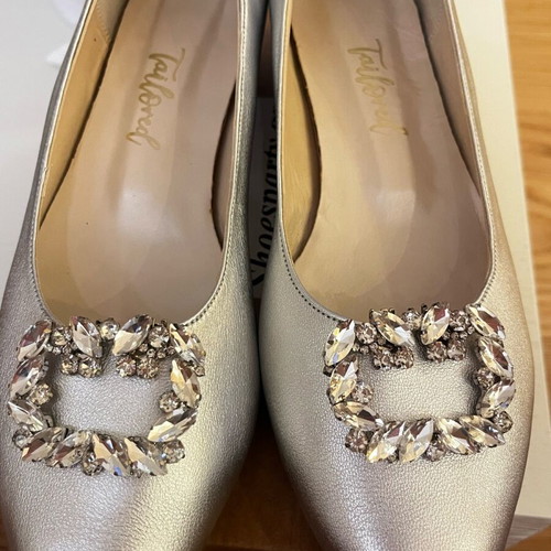 Handmade leather silver ballet flats size 43 new