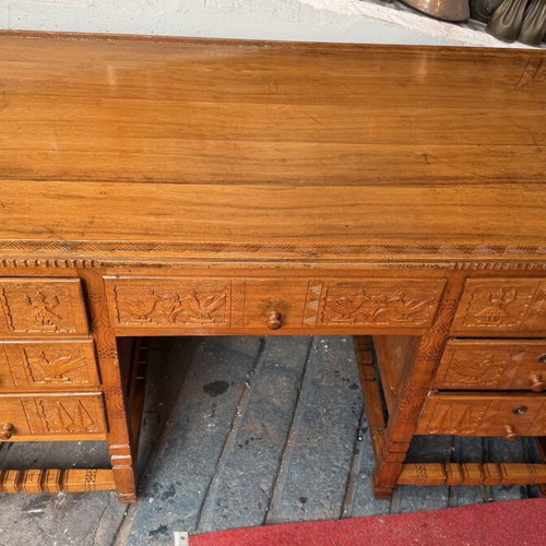 Wood Carved Antique Desk