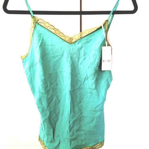 Parfois satin top with lace in mint green, size M, new