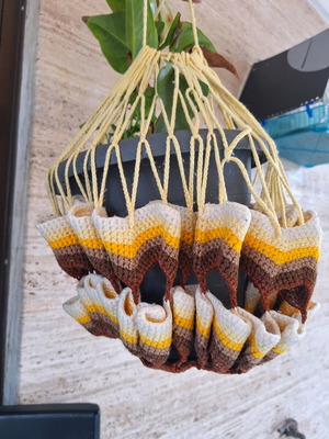 Plant hanging nets new, handmade knitted, set of 2 pieces