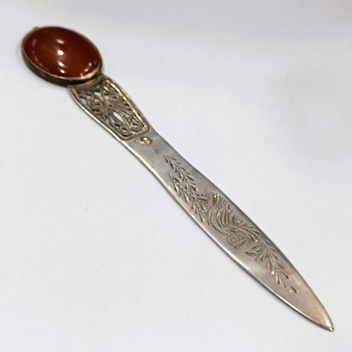Vintage Silver Letter Opener 925 with Semi-Precious Stone like new