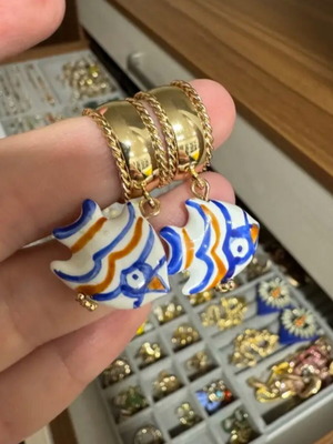 Fish earrings like new, colorful summer style