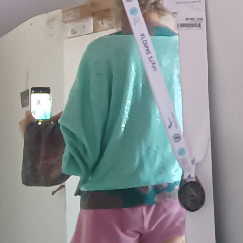 Nidodileda Aqua Sequined Oversized Jacket like new, one size, turquoise