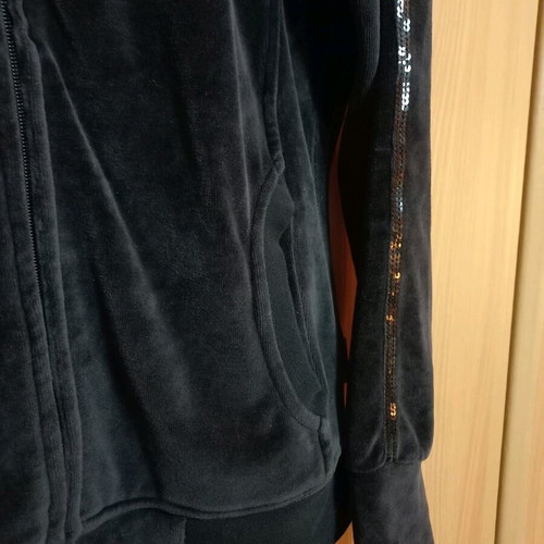 Champion jacket velour black size M/S like new, cotton