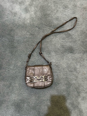 Vintage shoulder bag like new, gray with metal detail