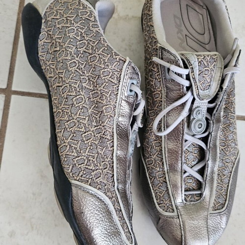 DKNY sneakers size 38 used, beige and silver fabric and leather