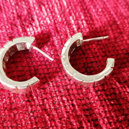 Hoop earrings with studs used, stainless steel, Italian handmade design