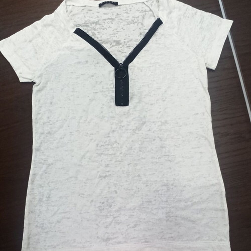 Sisley women's short sleeve blouse like new, black and white, size S
