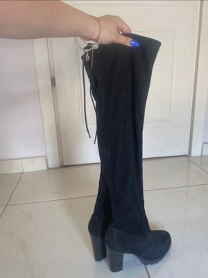 Μπότες βελούδινες ψηλές H&M σαν καινούργιες, μαύρες, μέγεθος 39.5-40