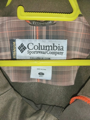 Μπουφάν Columbia σαν καινούργιο, αδιάβροχο, μέγεθος large, καφέ και πορτοκαλί καρό