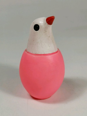 Vintage rubber Easter bird in egg with whistle used