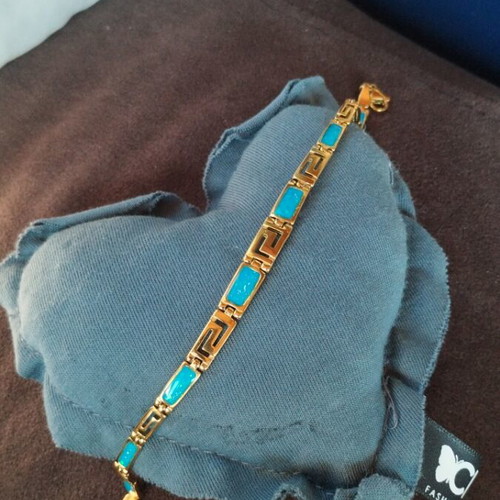 Bracelet with gold meander motif and blue color new