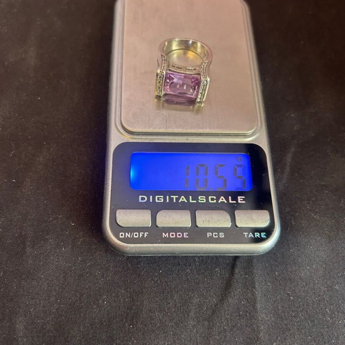 Silver 925 ring with purple stone used