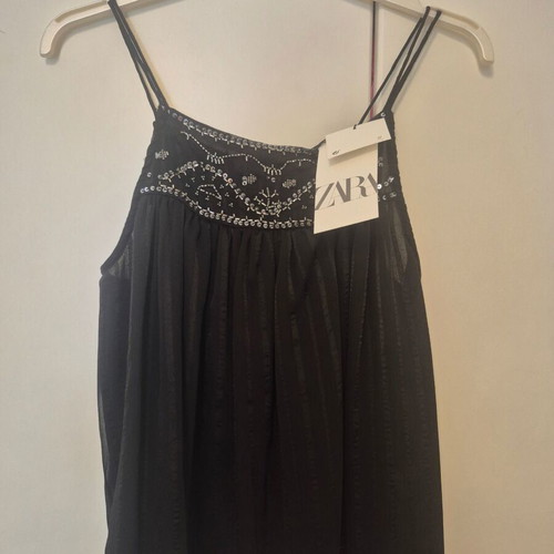 Zara top with beads new, black, size S