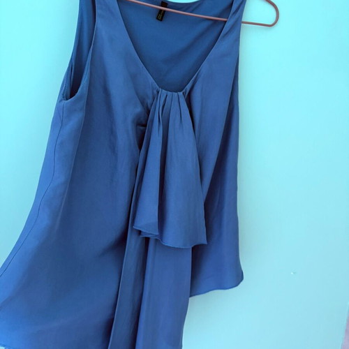 Benetton asymmetric sleeveless top used, blue-turquoise