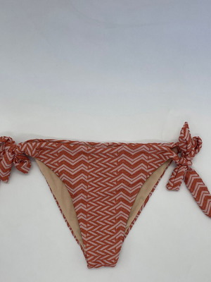 Solano embossed zig-zag tie side bikini bottom Small new orange