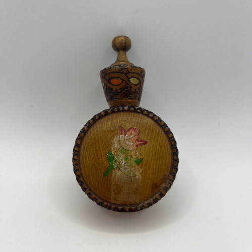Bulgarian decorative flask used, wooden mini