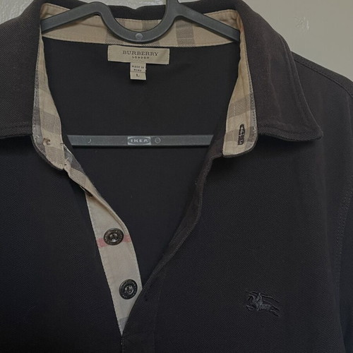 Burberry London polo shirt used, 100% cotton, size L, black