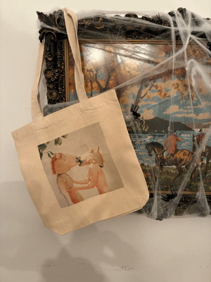 Kiss handmade tote bag natural cotton 12L