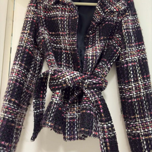 Teddy checked jacket used, size S, multicolor