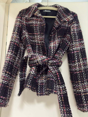 Teddy checked jacket used, size S, multicolor